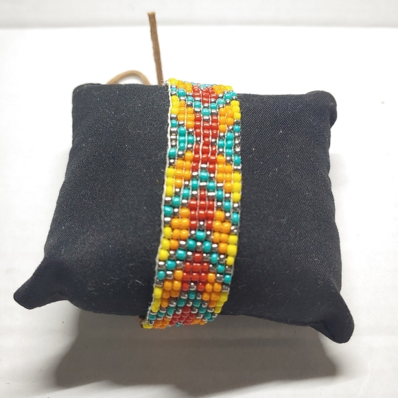 Hand Crafted Jewelry - *Sale* Loom Beaded Bracelet Red, Orange, Yellow and Teal